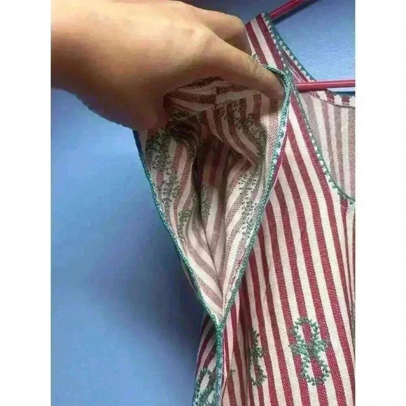 Tuckernuck Striped Red Embroidered Sullivan Kaftan Maxi Dress Size Large - Picture 9 of 12